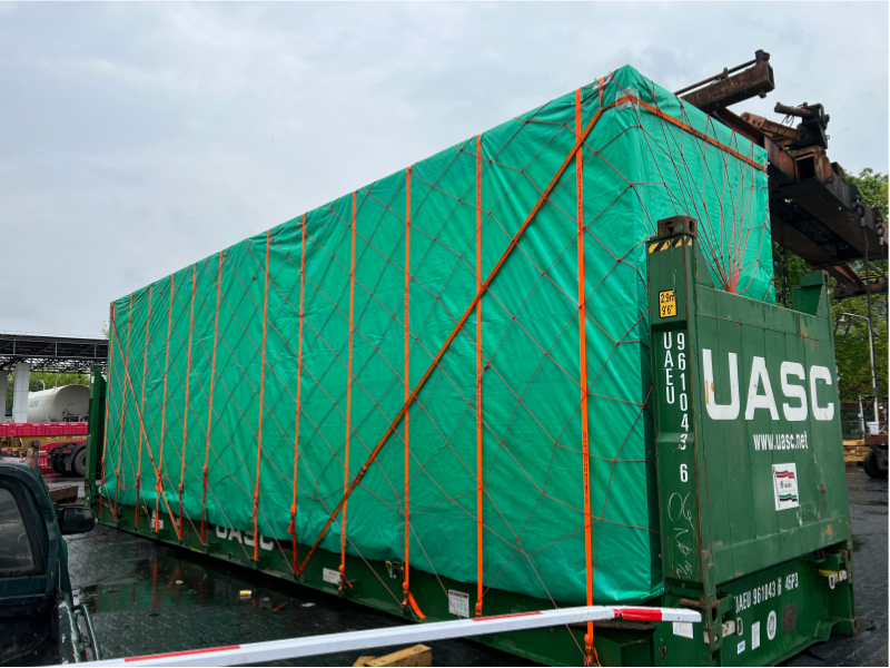 Flat rack container shipping large injection molding machine overseas