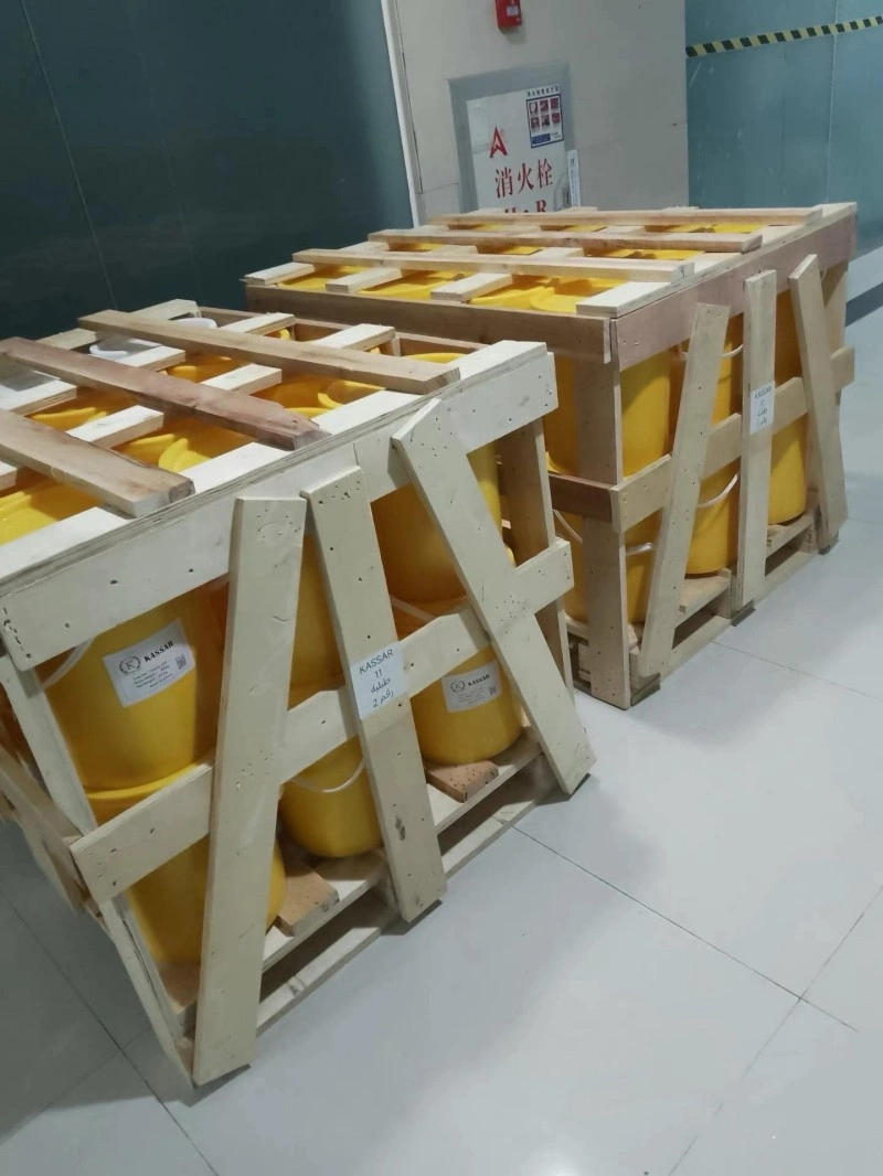 Wooden pallet base with dunnage support beams ensuring proper load distribution and stability for heavy equipment packaging