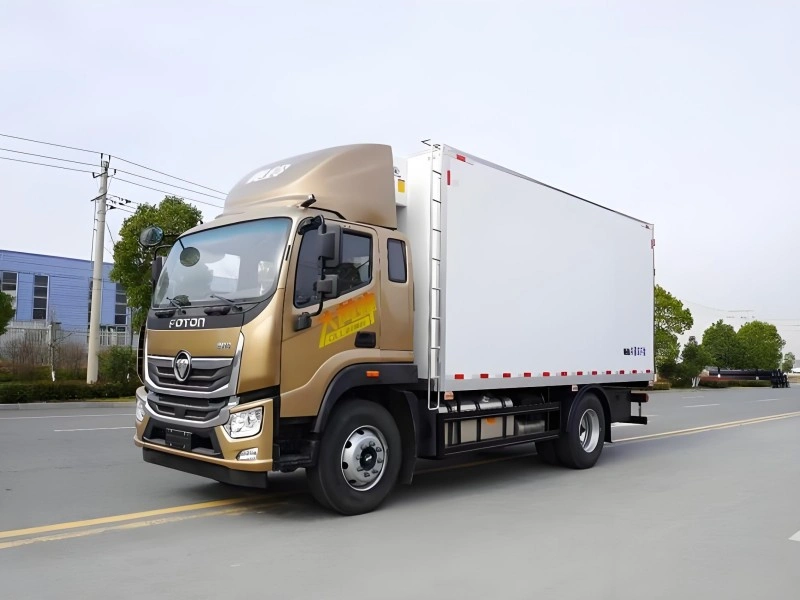 Medium refrigerated delivery truck used for cold chain shipping of food, pharmaceuticals, and temperature-sensitive products