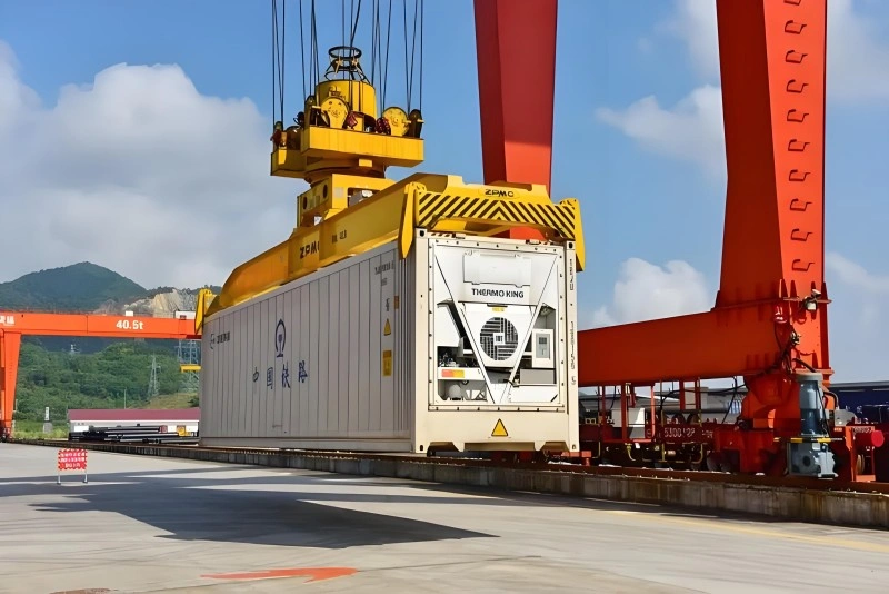 Refrigerated container used for international cold chain shipping with advanced temperature control equipment